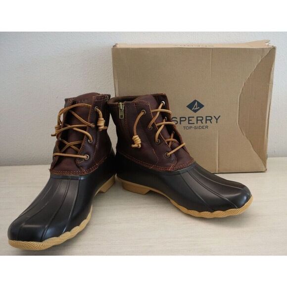 Sperry Top-Sider STS91176 Women's Sz 12M Tan/Dark Brown Saltwater Duck Boots - Picture 1 of 16